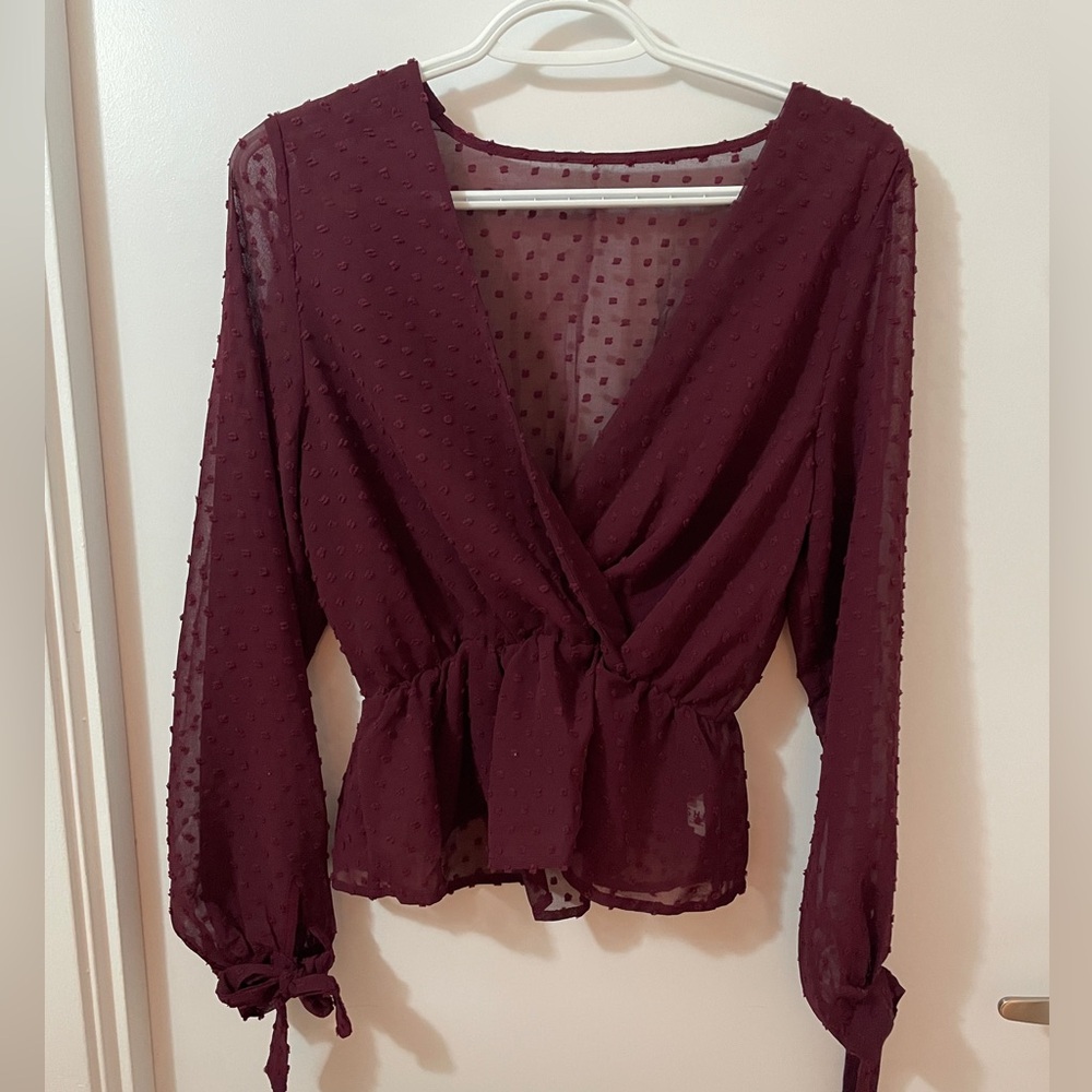 3/$20 Burgundy Sheer Top